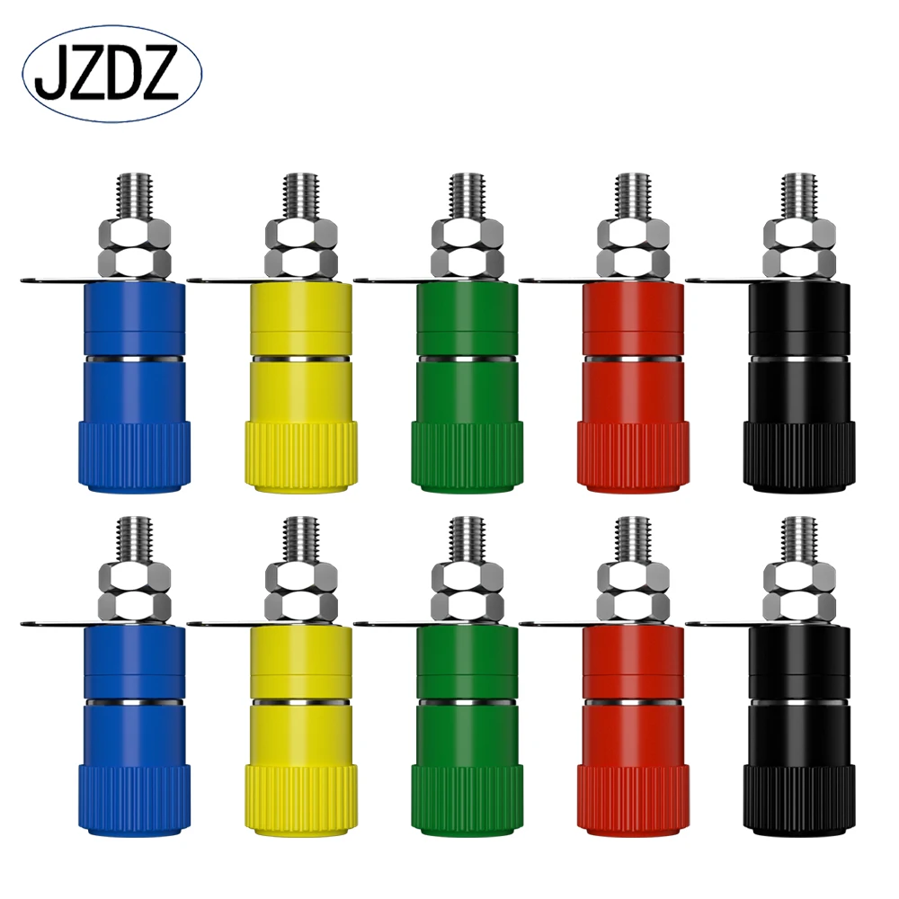 JZDZ 10 sztuk 4mm gniazdo bananowe wiążąca nakrętka wtyczka bananowa Jack złącze elektryczne Terminal DIY części J.50001