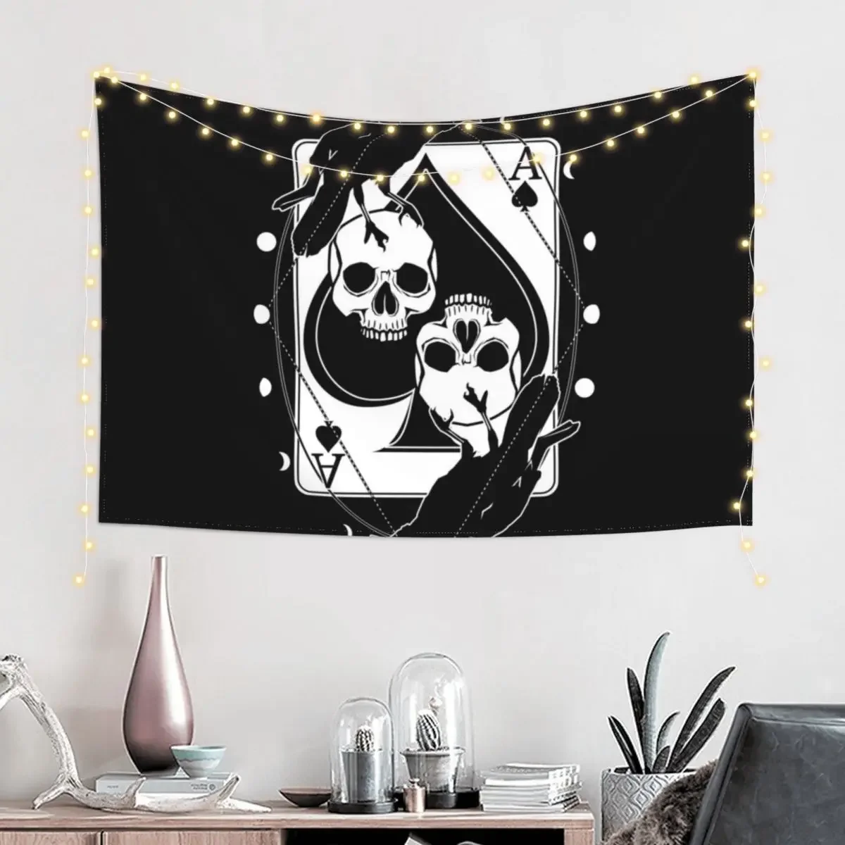 Ravens, Skulls and the Ace of Spades Tapestry Decorative Paintings Wall Decoration Custom Things To Decorate The Room Tapestry