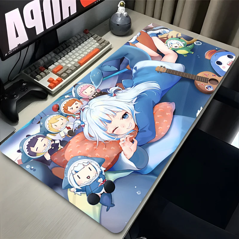Gawr Gura Mouse Pad Large Gamer Hololive Mousepad Keyboard Mouse Mats Rubber Anti-Slip Office Computer Table Desk Mat Carpet