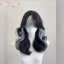 SHIMMER Ombre Wig Black Wavy Hair for Daily Use Party heat resistant Synthetic Wigs for Women Cosplay Lolita Wig Headband Wigs