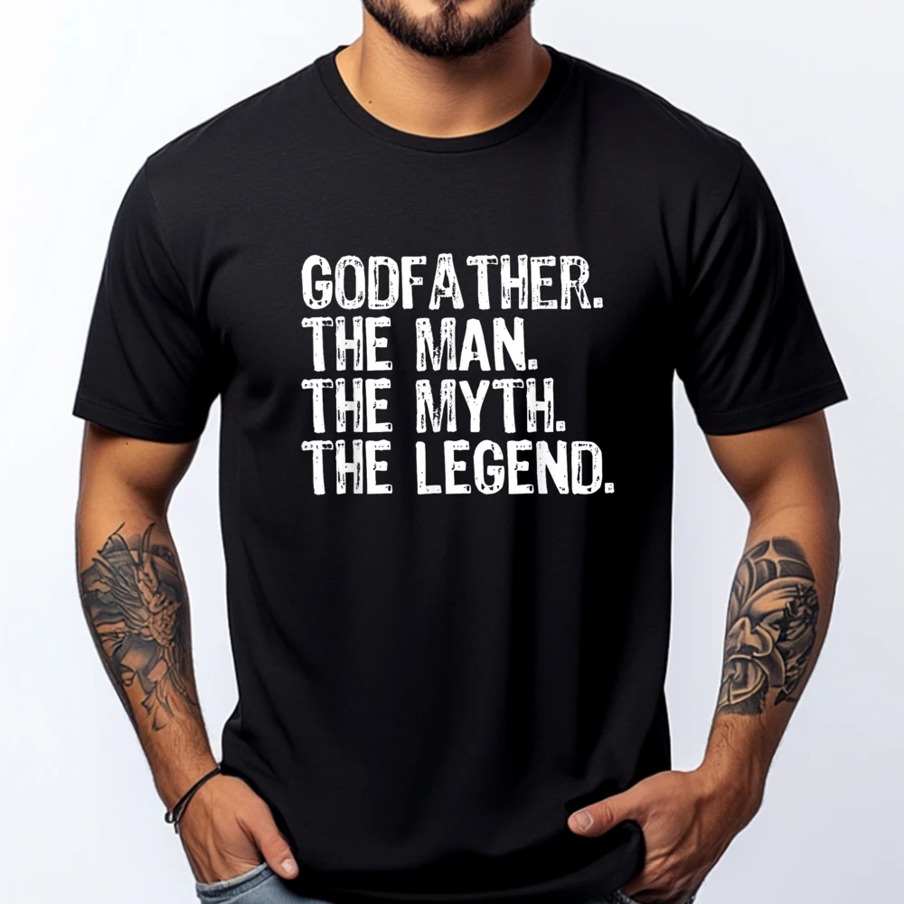 

Godfather The Man The Myth The Legend Cool Luxury T Shirt Cheap Group Graphic T Shirts Men Cotton Funny Camiseta Slogan