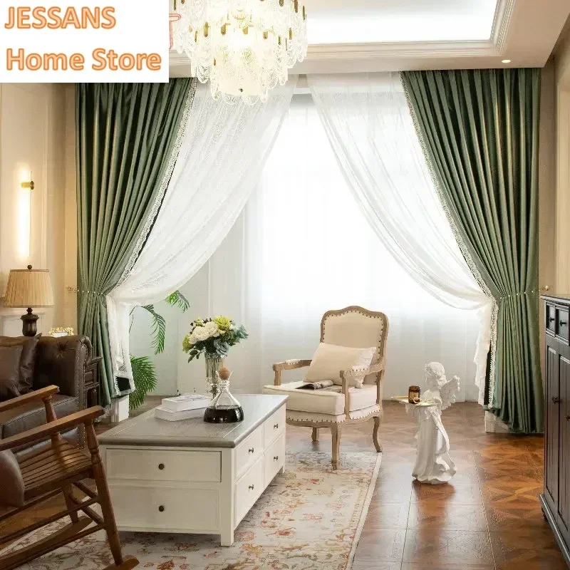 

Custom Size Modern Style Curtains for Living Dining Room Bedroom Light Luxury Solid Color Glossy Blackout Window Curtains Decor