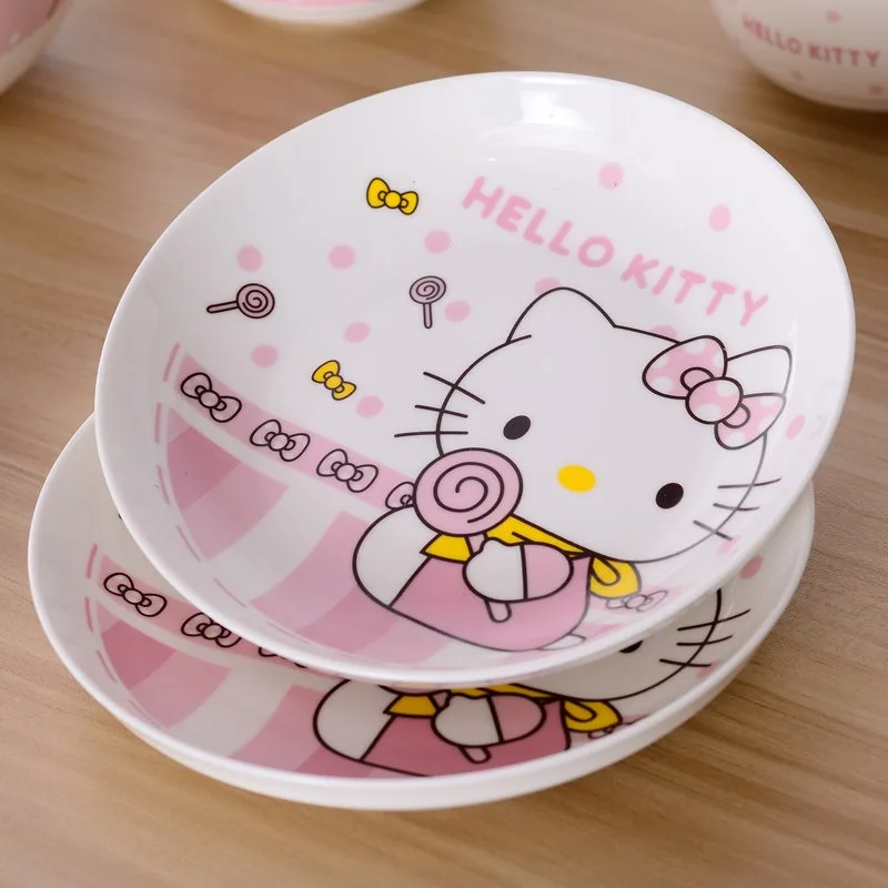 

Sanrio Hello Kitty Ceramic Plate Japanese Breakfast Plate Round Plate TablewareGood Looks Birthday Gift Fashion Send To Friends