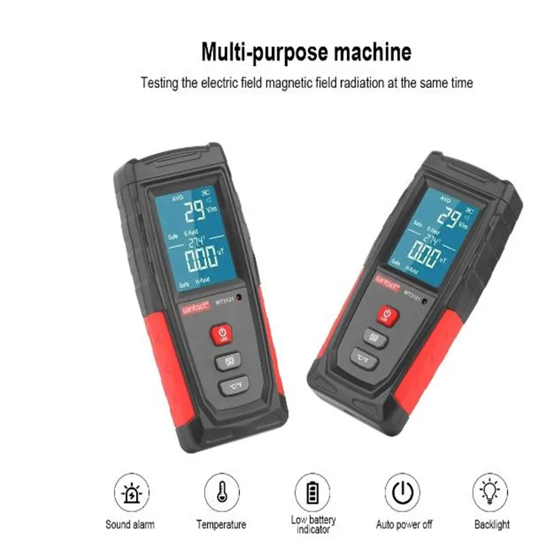 WT3121 Handheld Digital LCD EMF Meter Electric Magnetic Field Dosimeter Detector Electromagnetic Radiation Tester