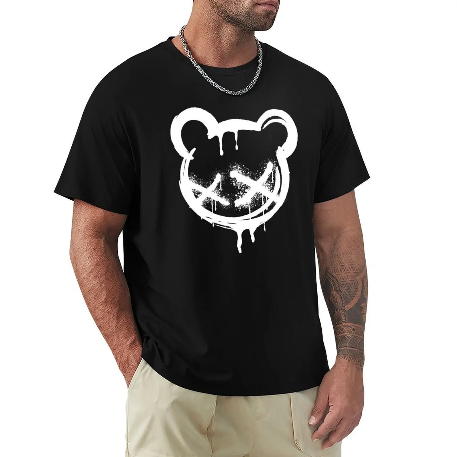 

White Dripping X-Eyed Bear T-Shirt Aesthetic clothing street wear funny gifts mens plain t shirts