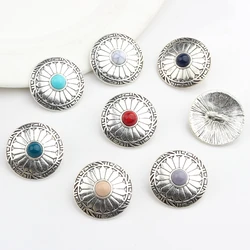 Zinc Alloy Round  Sunflowers Buttons Charms For DIY CONCHO Charms 3pcs/lot 30MM Jewelry Accessories