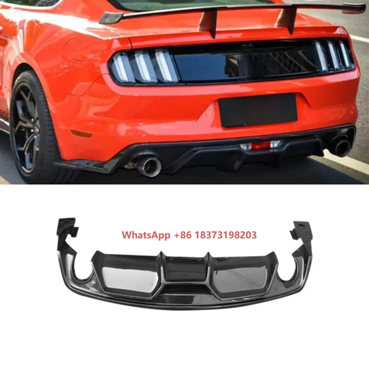 

Real Carbon Fiber Look Car Rear Bumper Lip Rear Bumper Splitter For Mustang 2015-2017 Body Kit Car Accessories