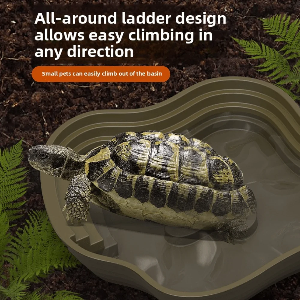 New Plastic Turtle Water Basin Double-sided Use Stepped Design Frog Bathing Basin Multi-size Pet Food Bowl Reptile Habitat