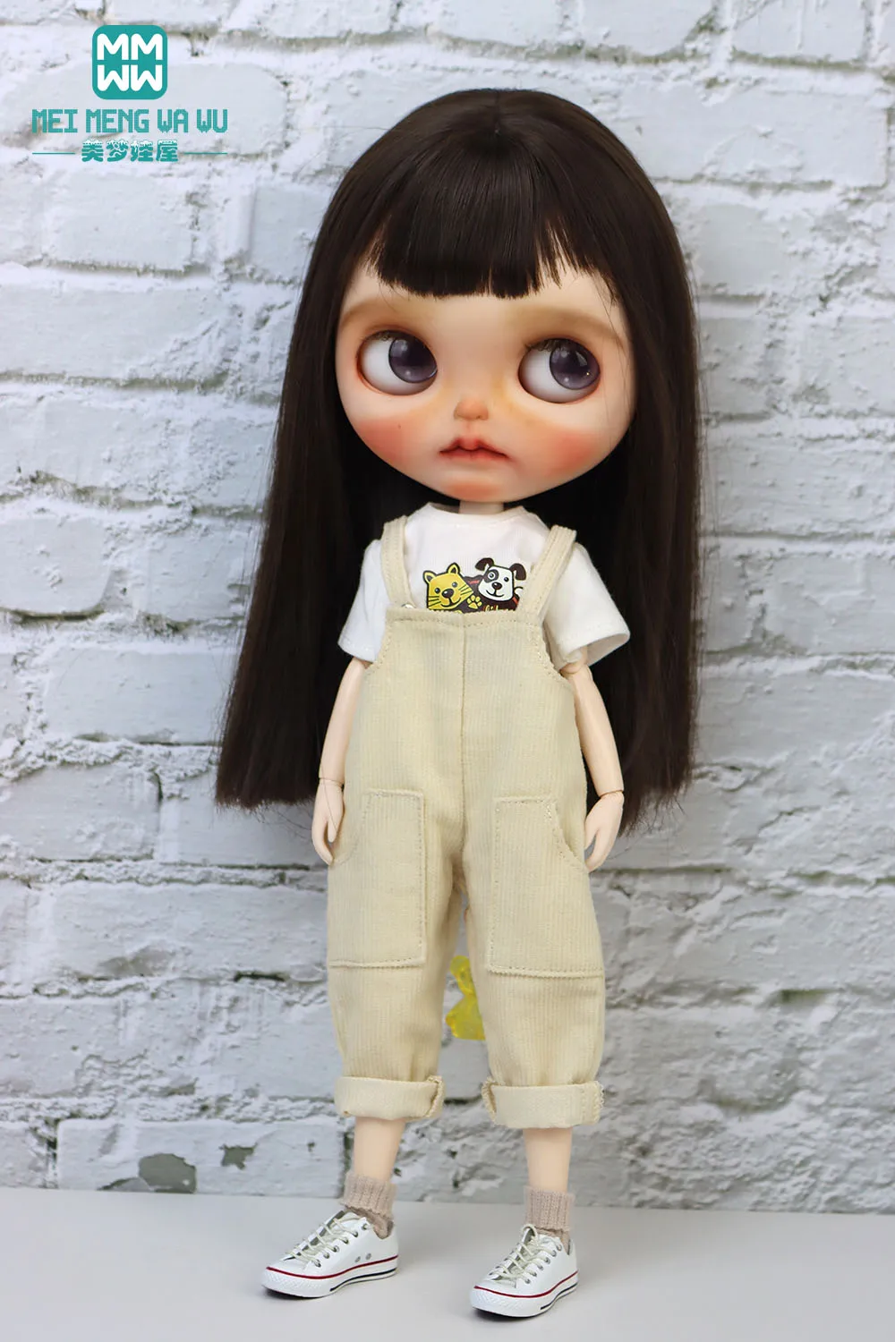 

Подходит для куклы Blyth Azone OB22 OB24, модные брюки-комбинезоны, синий, хаки, черный
