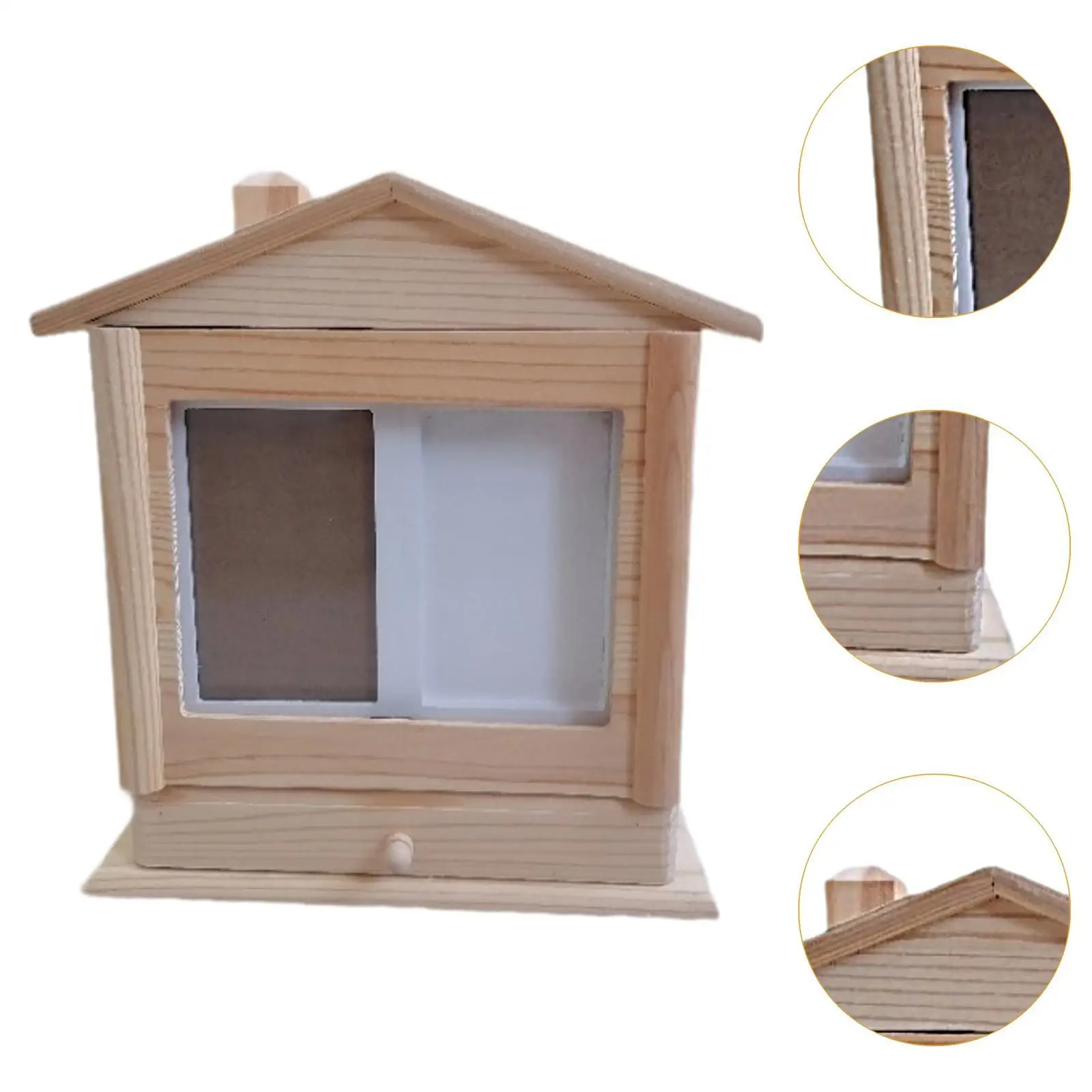 Wooden Pet Memorial Urn Sturdy Storage with Photo Frame for Dog Kitten Kitty