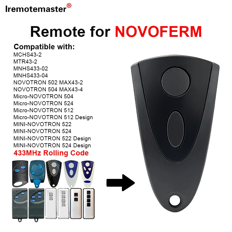 

For NOVOFERM NOVOTRON 512 522 502 504 524 MNHS433 Remote Control Garage Door Opener 433MHz