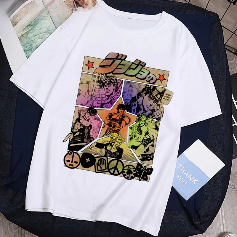 Jojo Bizarre Adventure Funny Cartoon T-shirt Men Fashion Japanese Anime Cotton T-shirt Graphic Summer Hip Hop Top Tees Male