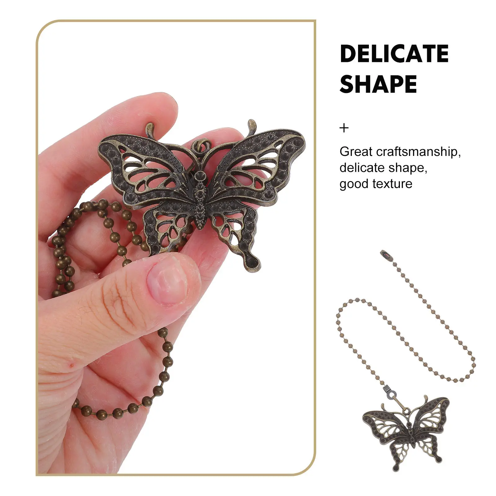 Ceiling Fan Pull Chain Extenders 2 Pack Vintage Butterfly Alloy Pendants for Light Lamp Switch Decor
