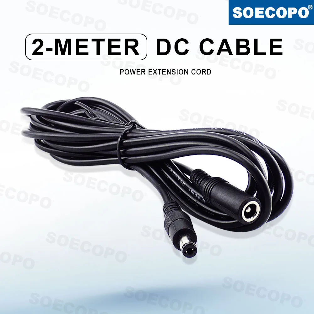 SOECOPO 2 - Meter DC Cable Power Extension Cord for Solar Panels & Multiple Devices Like IP Camera, CCTV, LED Sign, Router