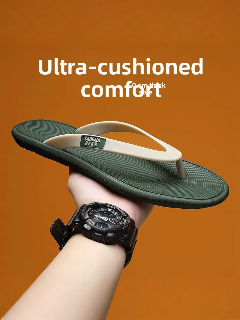 Casual Men's Sandals Anti-Slip Water Shoes Soft Bottom Slip-On Beach Flip Flops EVA Material Comfortable Summer Shoes