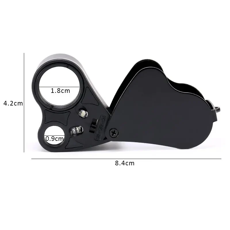 30X 60X مضيئة مجوهرات العدسة المكبر مجوهرات قابلة للطي المكبر مع مصباح ليد مشرق للأحجار الكريمة مجوهرات عملات طوابع