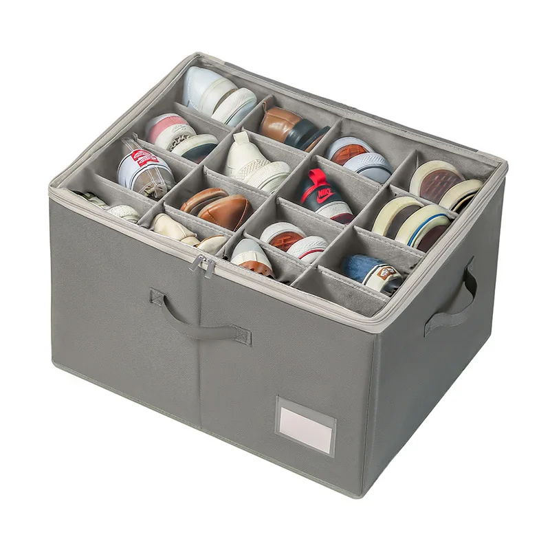 Wardrobe Shoes Storage Rack 16 Pairs of Shoes Large Capacity Storage Container Foldable with Reinforced Handle