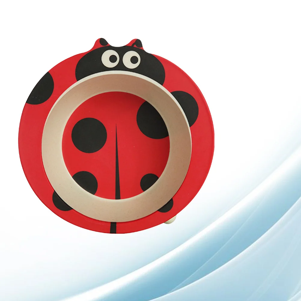 

Colorful Bamboo Fiber Children's Cartoon Bowl Healthy Baby Feeding Plate Portable Infant Toddler Tableware