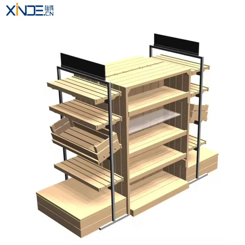 custom.XINDE Double-Sided Steel Structure Supermarket Shelves Display Racks Convenience Stores with Powder Coated