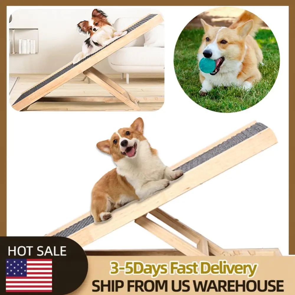 

Деревянная лестница-трап для собак, 3/4 уровня, регулируемая по высоте, универсальная для подъема на высокие кровати и диваны в помещении