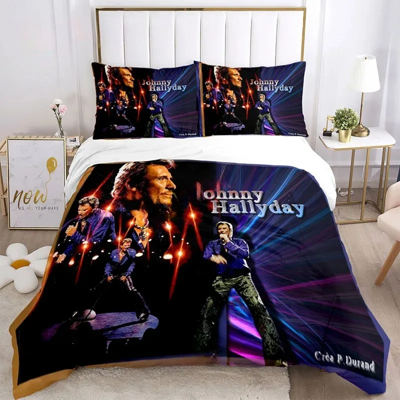 Rock star Johnny Hallyday Bedding Sets Comforter Quilt Bed Cover Duvet Cover Pillow Case 2/3 Pieces Sets Kids Adult Size Home