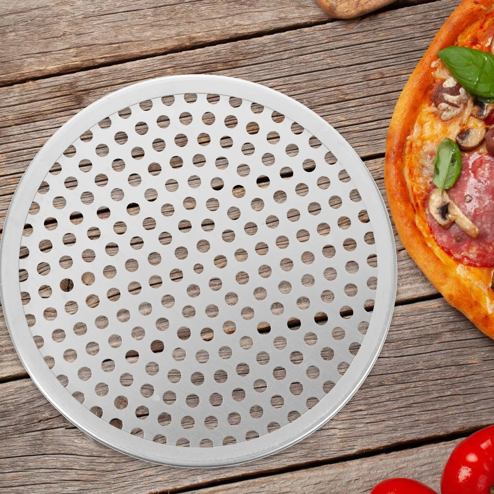 Aluminum Alloy Nonstick Pizza Pan with Even Holes – Heavy-Duty Baking Tray for Pizza, Cake & Bread