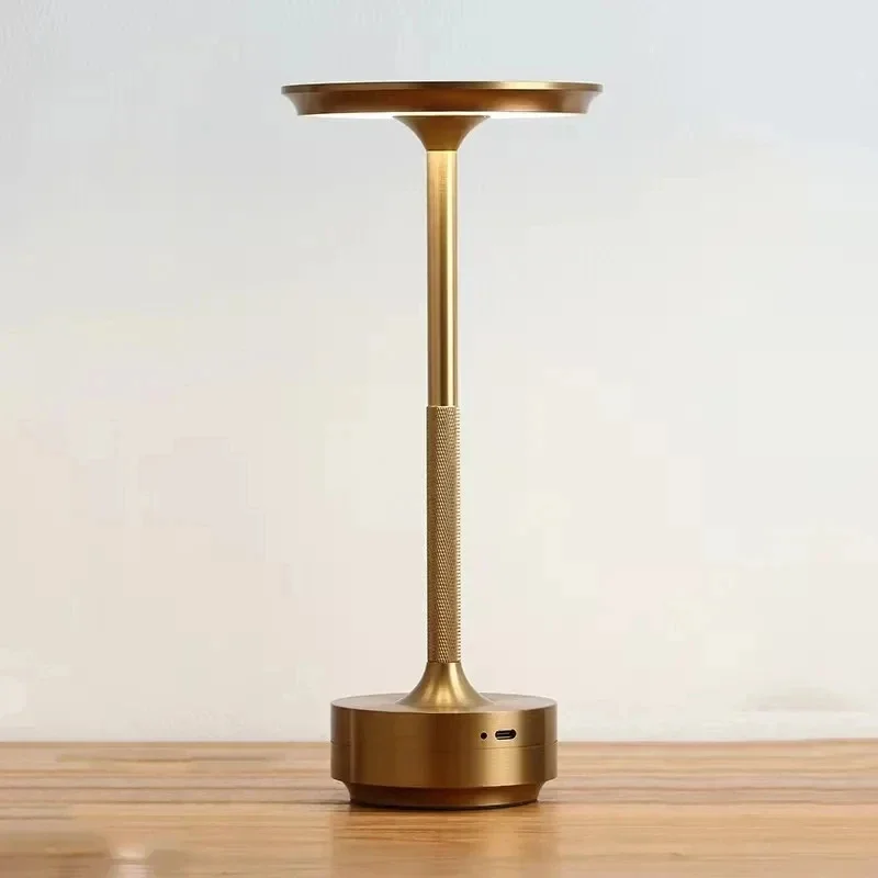 Aluminum Alloy Simple Decorative Lamp LED Night Light Infinitely Dimmable Atmosphere Retro Portable Rechargeable Touch Desk Lamp