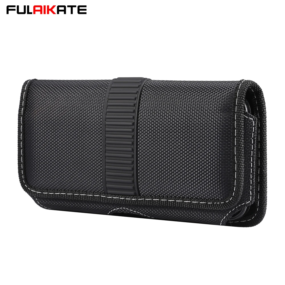 

Universal Mobile Phone Belt Clip Waist Bag For iPhone 16 15 14 13 Pro Max Samsung Huawei Xiaomi Men's Nylon Oxford Holster Cases