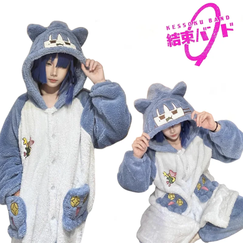 2024 NEW BOCCHI THE ROCK! Hooded Dressing Gown Set Yamada Ryo Long-sleeved, Warm, Plush and Soft Loungewear Gifts Couple Cartoon