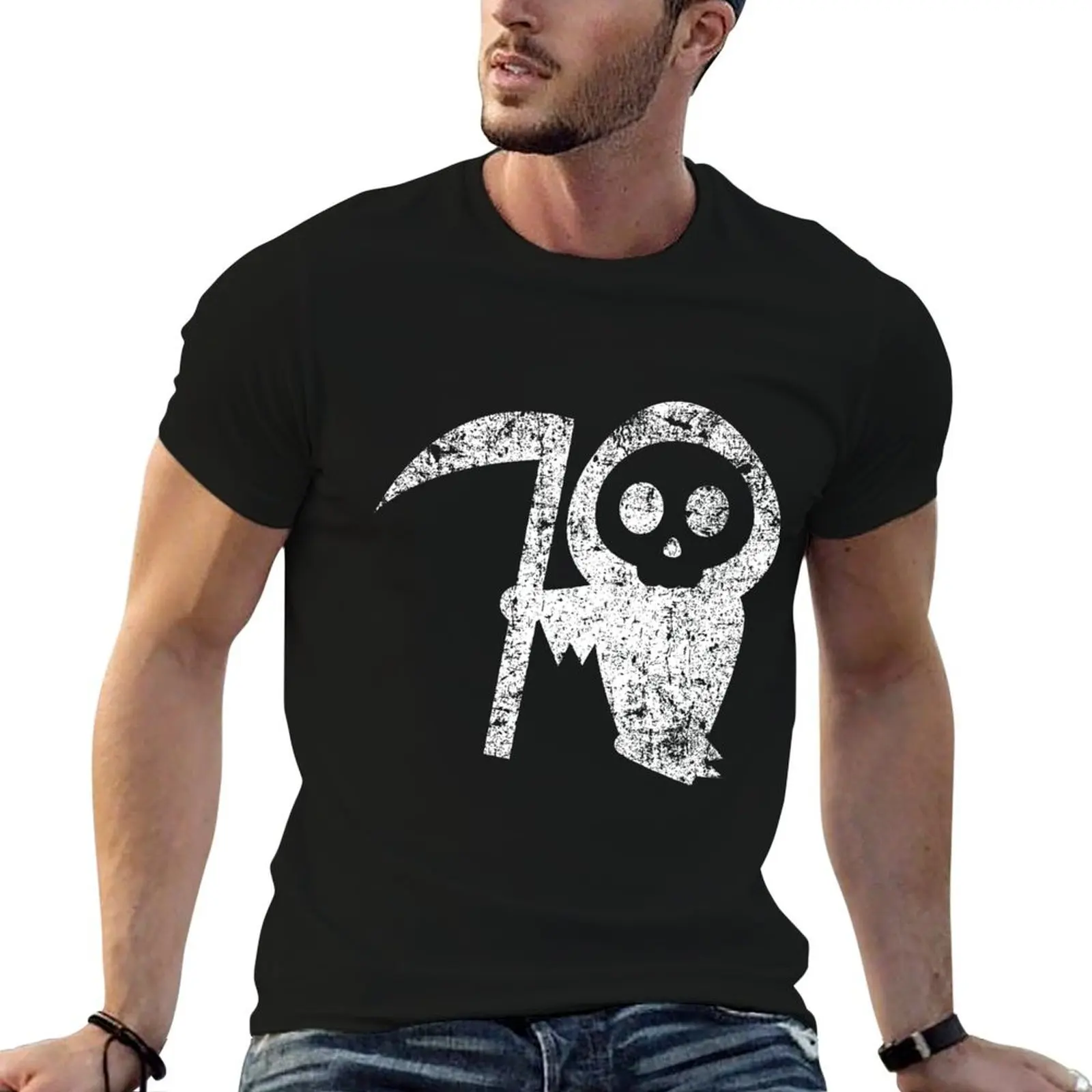 Cute Grim Reaper - White T-Shirt Basic Comfort Fit T-Shirt for Men