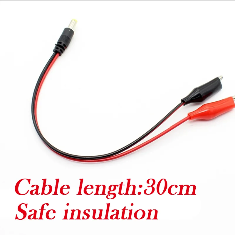 1Set 5.5*2.5mm DC Male Jack Connector Alligator Clips Crocodile Wire 14AWG Power Cable