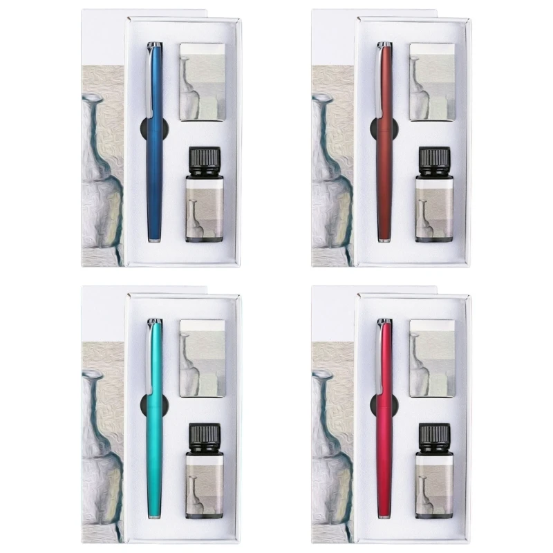ปากกาหมึกซึมโลหะพร้อมตลับหมึก 4 ตลับและหมึก ตัวดูดซับหมึกแบบเติมลูกสูบ Y9RF