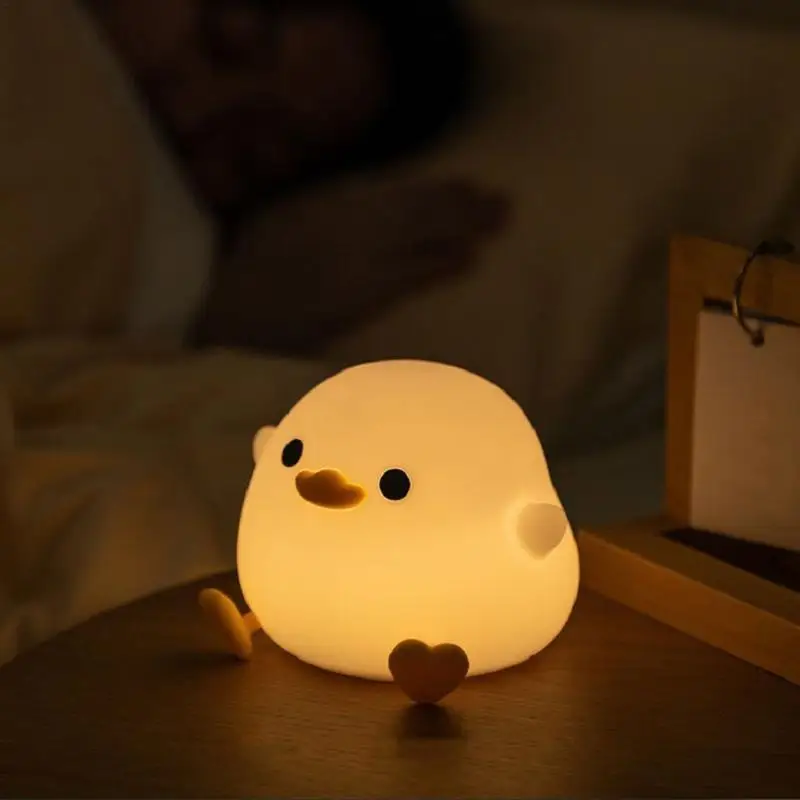 Toddler Night Light Cute Duck Silicone Lamp Night Light With Timer Girls Night Light Rechargeable Lamp Sensor Light For Family