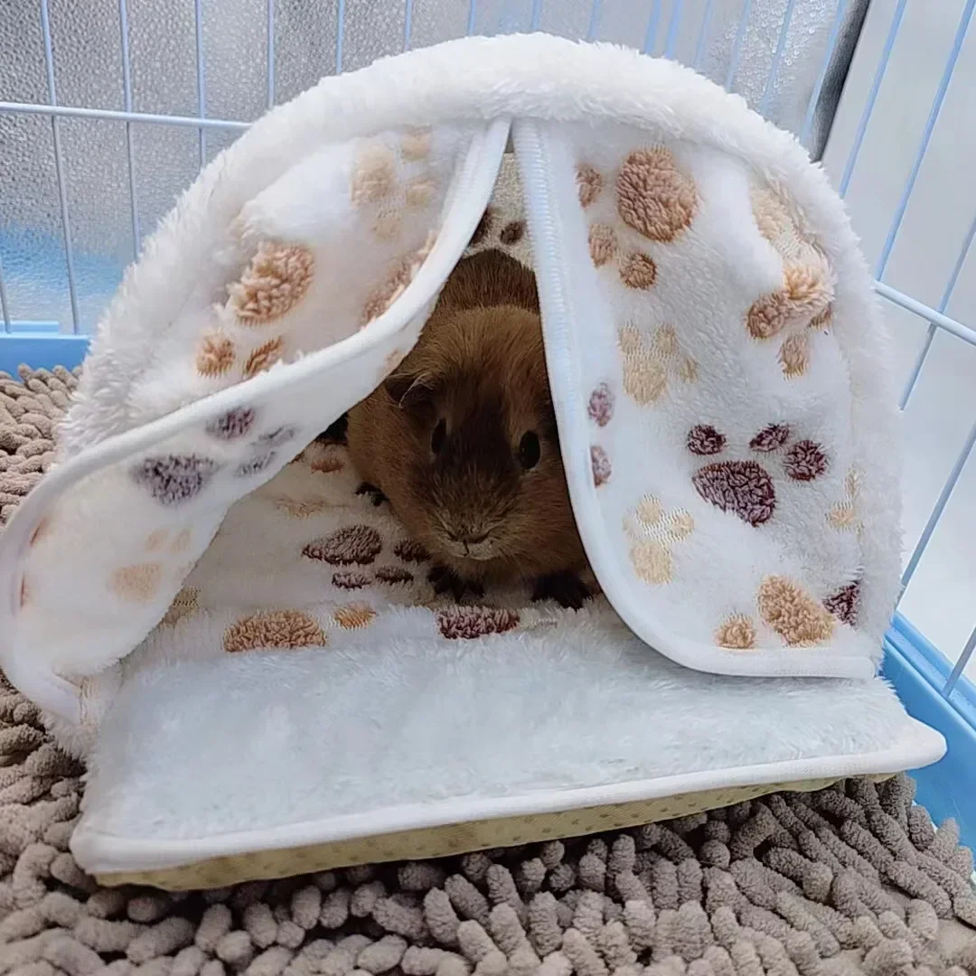 

New Plush Hamster Sleeping Cave - Warm Soft Small Animal Bed for Guinea Pig Squirrel Mice Rat, Printed Pet Cage House Supplies
