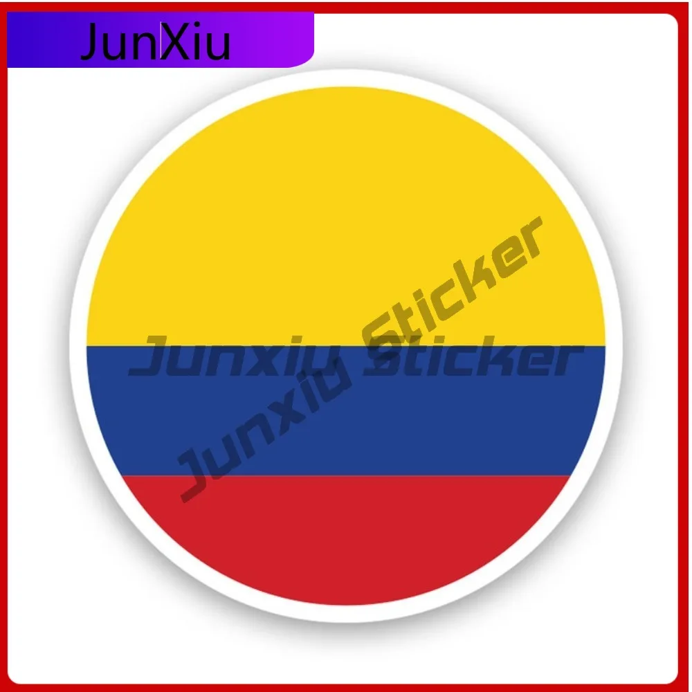 

Round Colombian Flag Fade Resistant Waterproof Classic For Motorcycle Rear Windshield Bumper Easy Apply Removable Decor Scratch