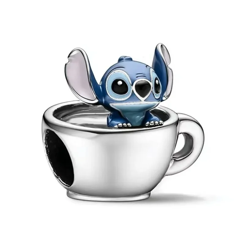 Potdemiel Disney 925 Silber Stitch&Mickey Charms Anhänger Perlen Passend für Original Halskette Armband DIY Frauen Geburtstagsgeschenk