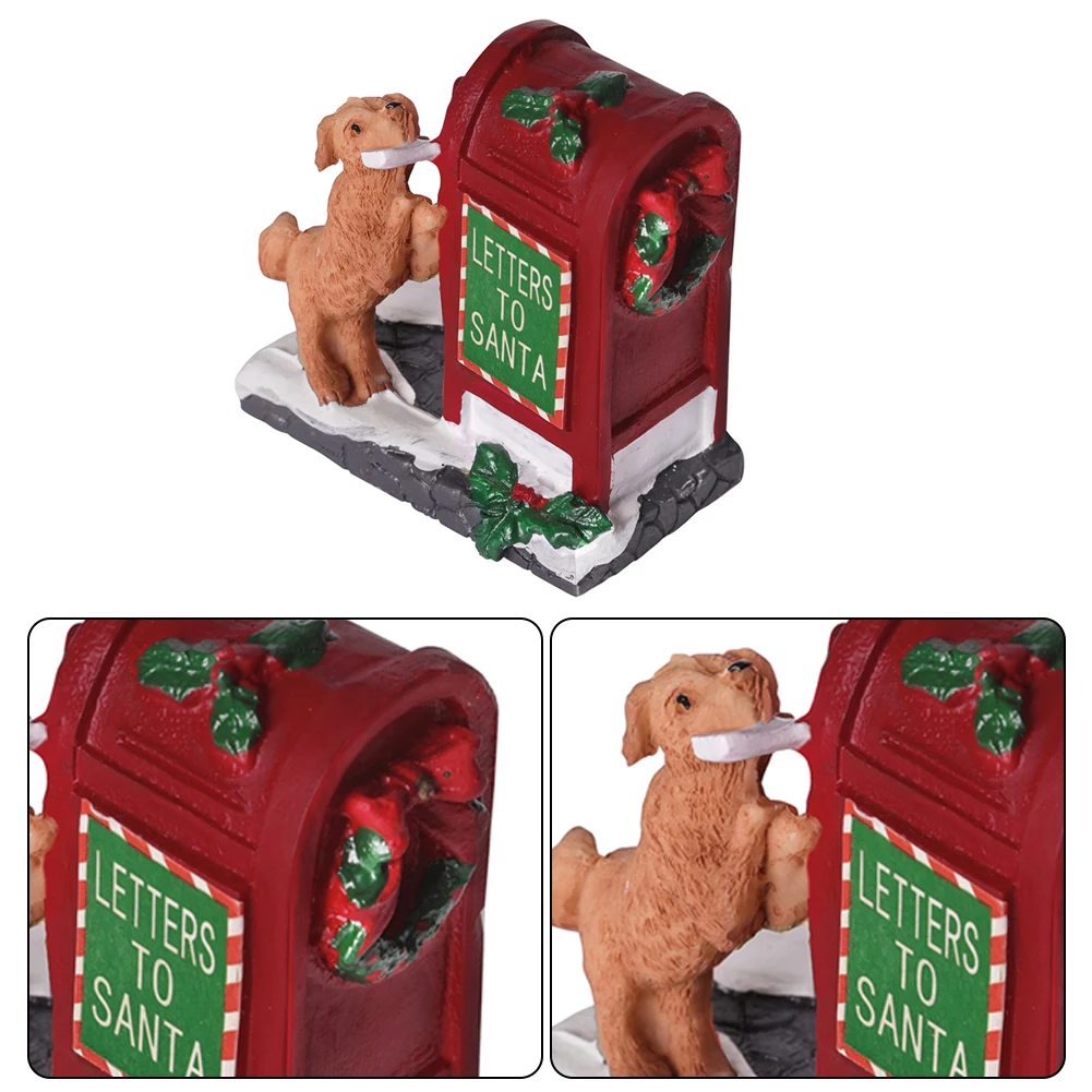 مجموعات قرى صندوق بريد سانتا رسالة كلب لطيف إلى سانتا الراتنج عيد الميلاد الحلي سطح المكتب تمثال راتنج زينة طاولة عيد الميلاد