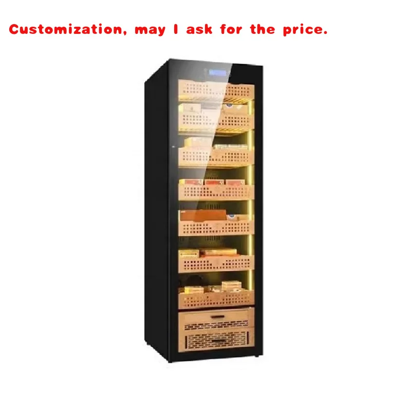 custom.Luxury Custom Wooden Glass Door Display Storage Cigar Humidor Cabinet