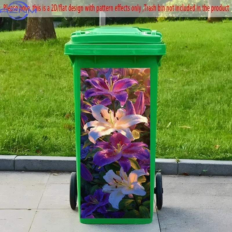PC 2D Flat Self-Adhesive Trash Can Sticker, 