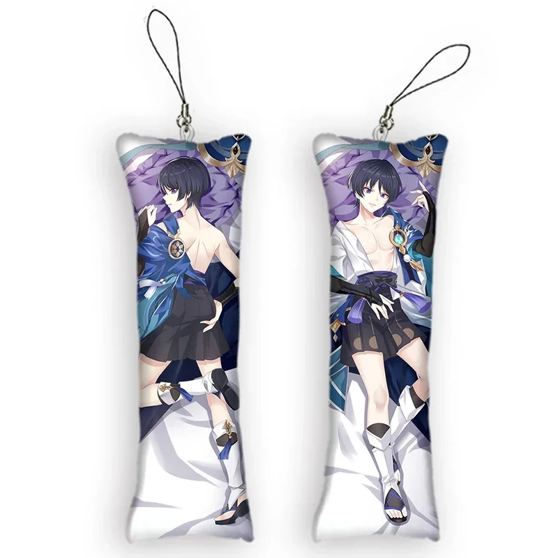 

Fashion4x12cmGenshin Impact Wanderer Dakimakura Mini Keychain Cute Anime Key Chain Decor Pendant Otaku Gift Backpack Pendants