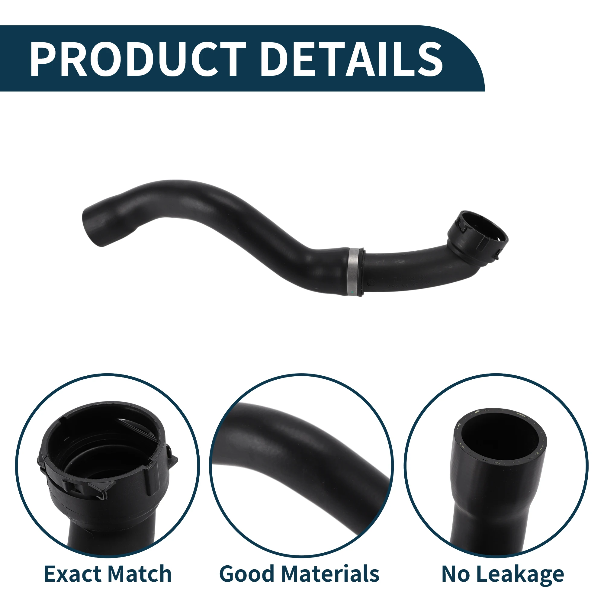 Motoforti خرطوم المبرد سخان خرطوم رقم 95510623800 لبورشه كايين 03-06 خرطوم علوي مطاطي أسود 1 قطعة