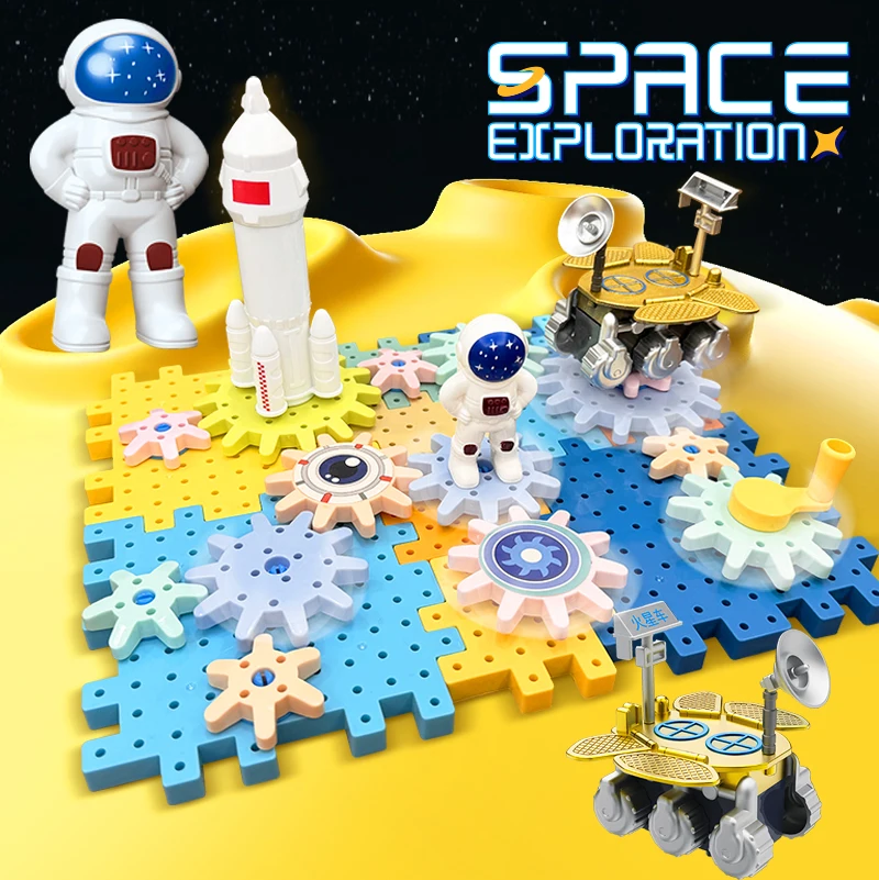 Large Particle Building Blocks Dinosaur Windmill Gear Building Blocks Playground 2-in-1 Children's Electric Science and Educatio