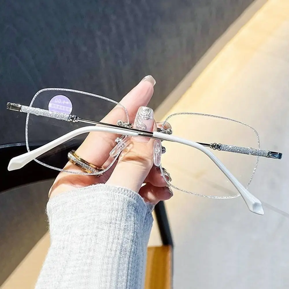 Blue Ray Blocking Anti-Blue Light Reading Glasses Ultralight Shiny Rhinestone Hyperopia Glasses Metal Eye Protection