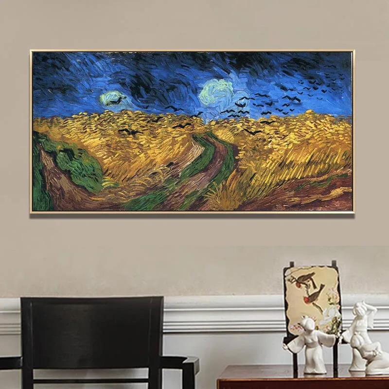 Hand painted High Quality Wheatfield with Crows Landscape Painting Replica by Vincent Van Gogh Canvas Art Modern Home Decor