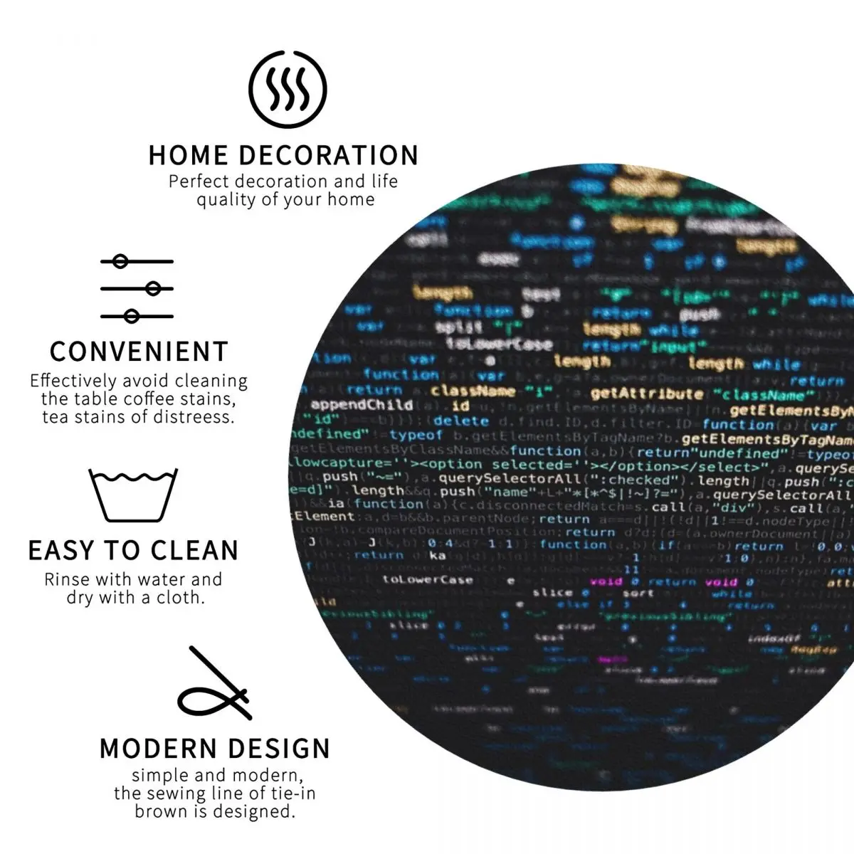 Software Developer Programming Code Coasters Kitchen Placemats Insulation Cup Coffee Mats For Decor Home Tableware Pads Set of 4