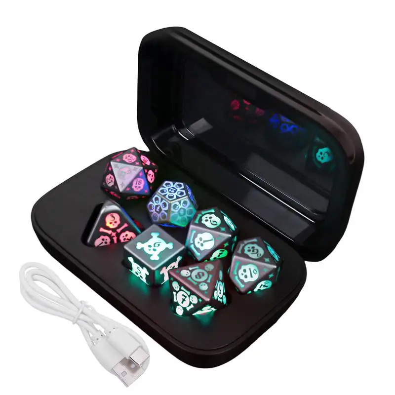 

Polyhedral Dice Sets Skull Pattern Shake To Glowing Dice Shake To Glowing Electronic Flashing Led Glowing In The Dark Light Up