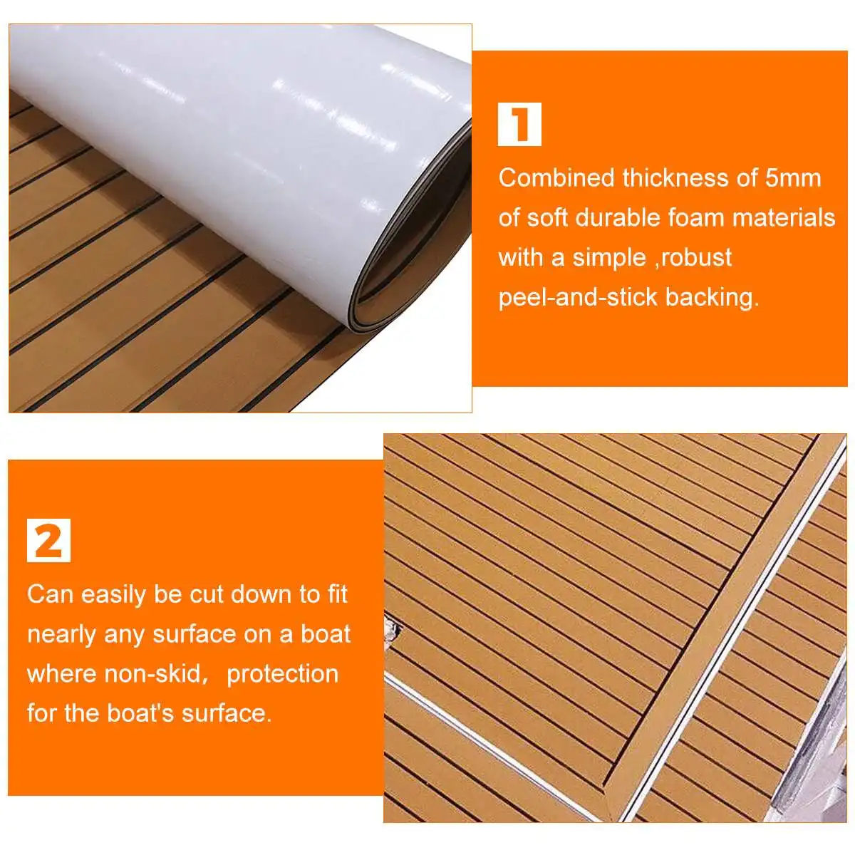 Self-Adhesive Foam Teak Decking EVA Foam Marine Flooring Faux Boat Decking Sheet Accessories Marine 600x2400x5mm