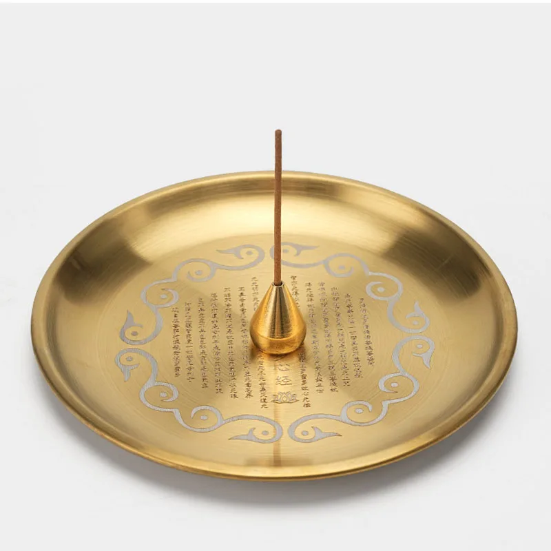 Y 14Cm Lucky Alloy Incense Burner Tree of Life Energy Stone Plate Nine-hole Incense Insert Candle Holder Altar Props