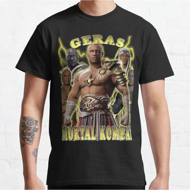 

Geras 80s retro video game Mortal Kombat vintage Short-sleeve crewneck T-shirt for men Large size Adult Tops S-6xl