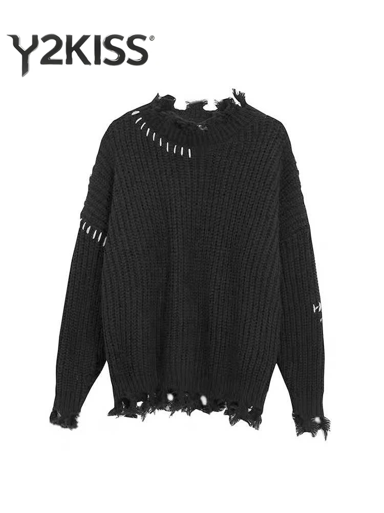 

2025 Autumn Winter Women Grunge Harajuku Dark Academia Long Sleeve Baddie Style Sweater Knitwear Oversize 2000s Y2k Streetwear